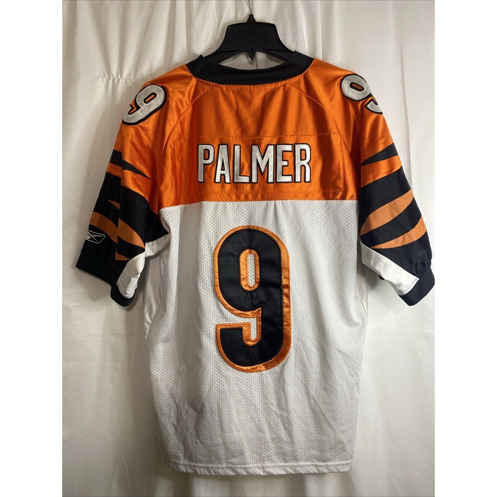 Reebok Carson Palmer Bengals Jersey Mens 48 White Excellent Sewn On-Field NFL